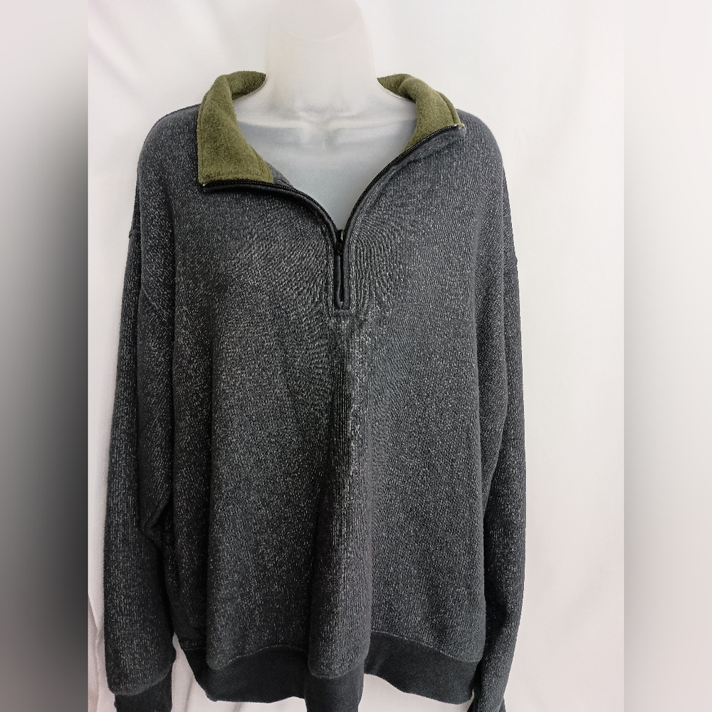 ORVIS Men's Grandpa Speckled Gray And Green Half-Zip Knit Outdoors‎ Sweater